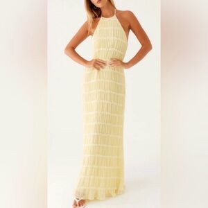 Peppermayo Light Yellow Halter Maxi Dress